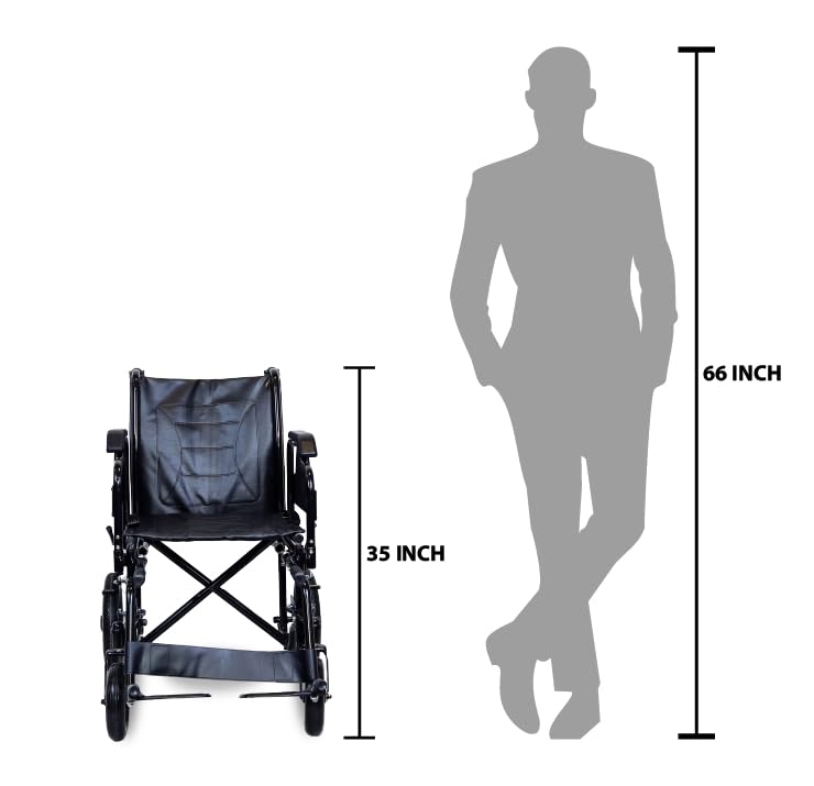 ARREX Perla Pro Wheelchair - Foldable Chromed Steel Frame, Detachable Armrest & Footrest, Hand & Attendant Brake, Back Pocket, 110kg Weight Capacity