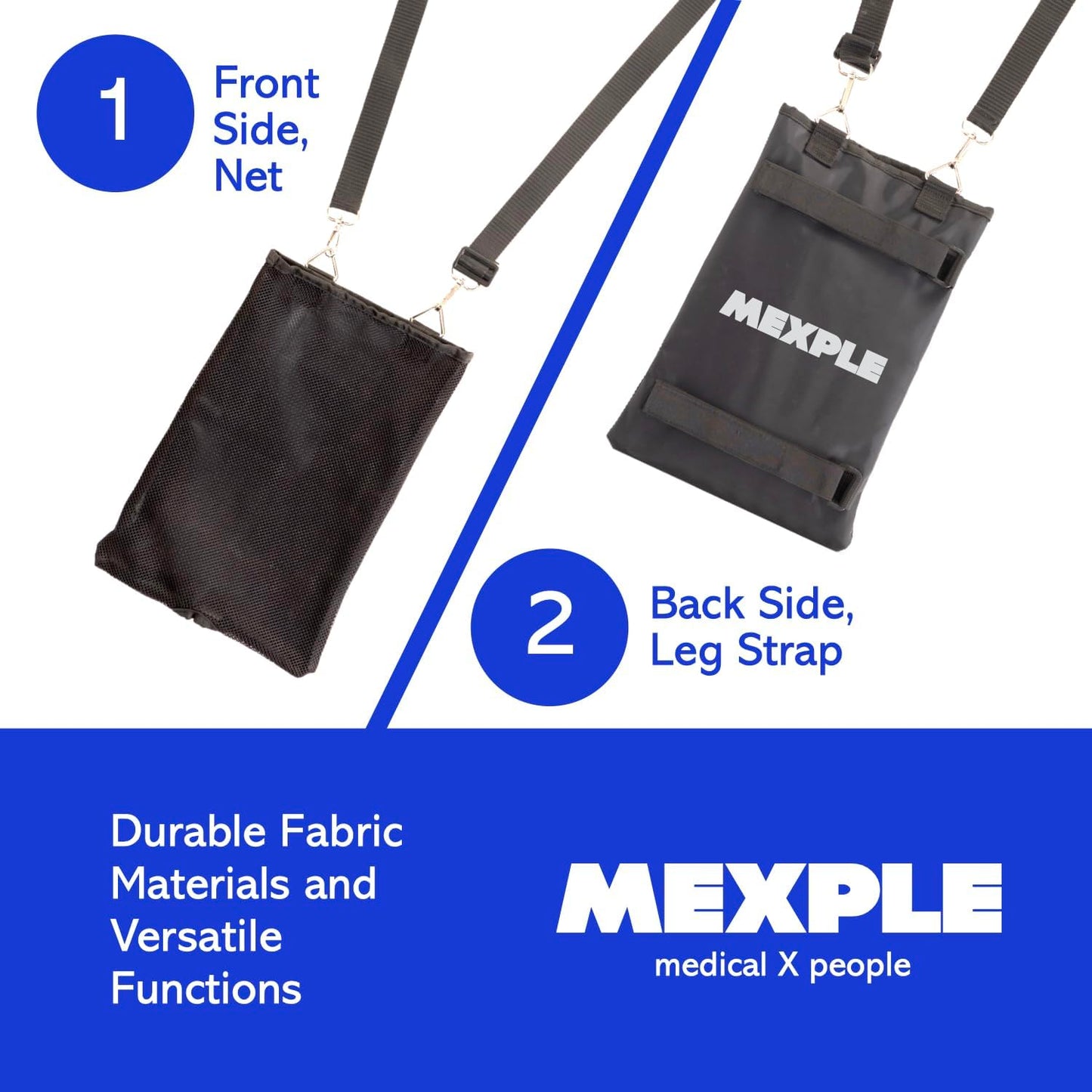 MEXPLE UroXling Catheter Urinary Bag Holder | Urine Drainage Leg Bag Holder with Adjustable Strap | For Dialysis & Incontinence Patients for Home, Outdoor, Wheelchair & Bed - Black (2000ML)