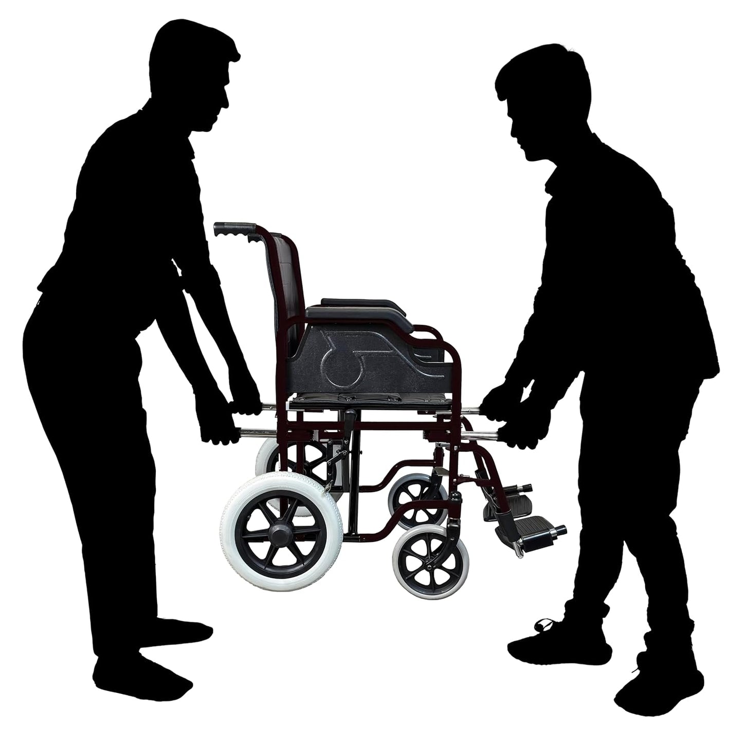 ARREX Perla Pro Wheelchair - Foldable Chromed Steel Frame, Detachable Armrest & Footrest, Hand & Attendant Brake, Back Pocket, 110kg Weight Capacity