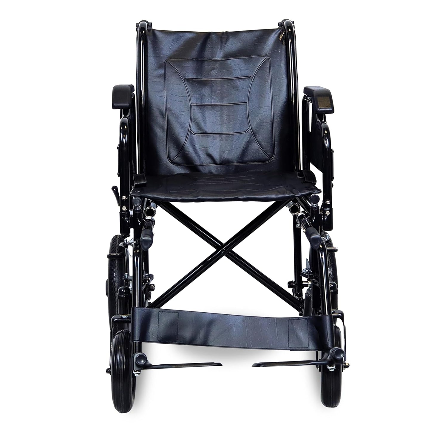 ARREX Perla Pro Wheelchair - Foldable Chromed Steel Frame, Detachable Armrest & Footrest, Hand & Attendant Brake, Back Pocket, 110kg Weight Capacity