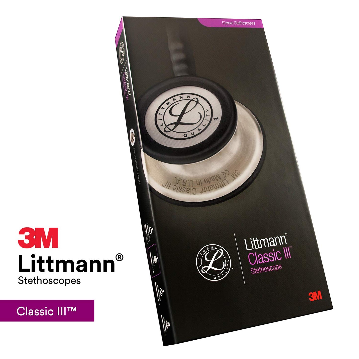 3M LITTMANN CLASSIC III MONITORING STETHOSCOPE, BLACK TUBE, 27 INCH, 5620