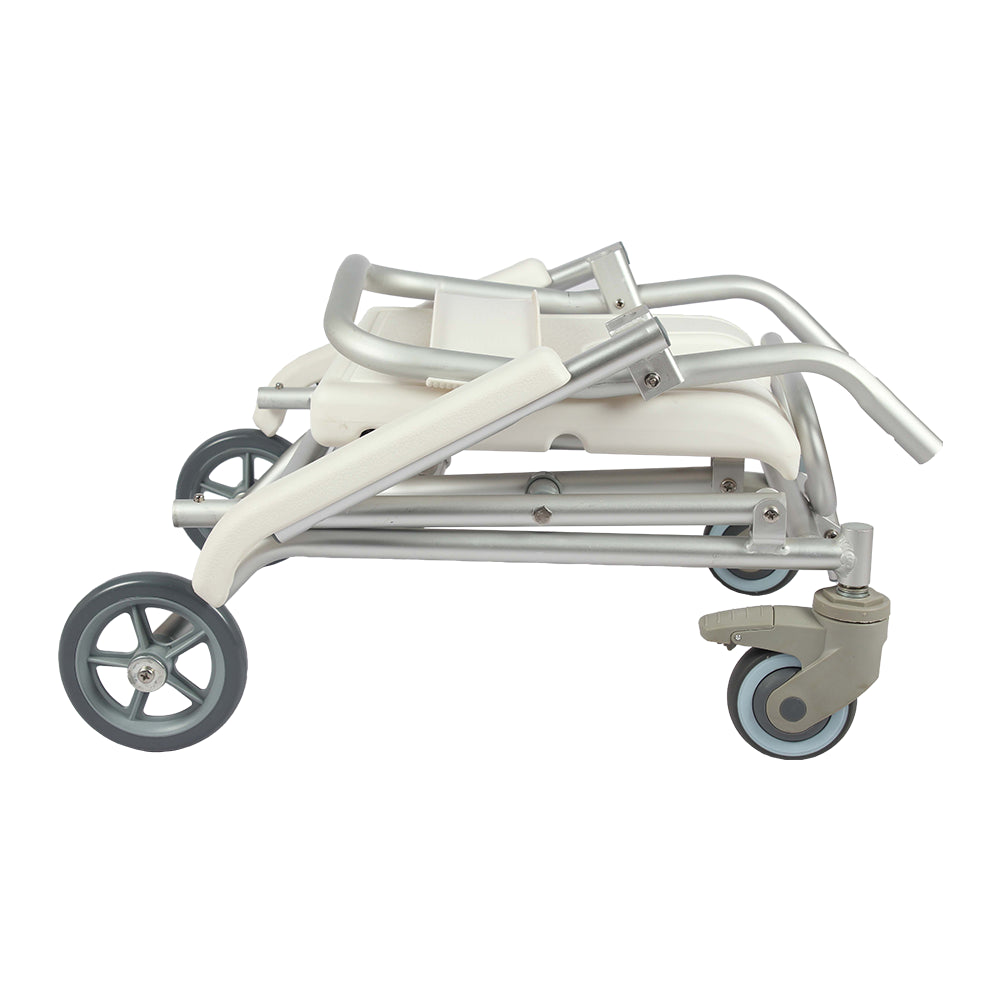 ARREX LA30 BATH BENCH WITH WHEELS - PEDAL BRAKES, FOOTREST, FLIP ARMREST FOR MOBILITY AND COMFORT