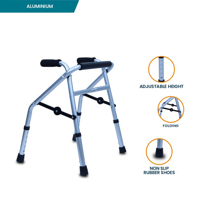 ARREX MC50 WALKER - ALUMINUM FRAME, FOLDING, ADJUSTABLE FOR CONVENIENT MOBILITY