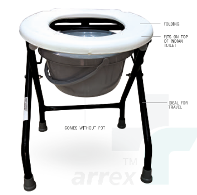 ARREX V10 BASIC COMMODE: PORTABLE, CONVENIENT, FITS ON INDIAN TOILET, FOLDABLE