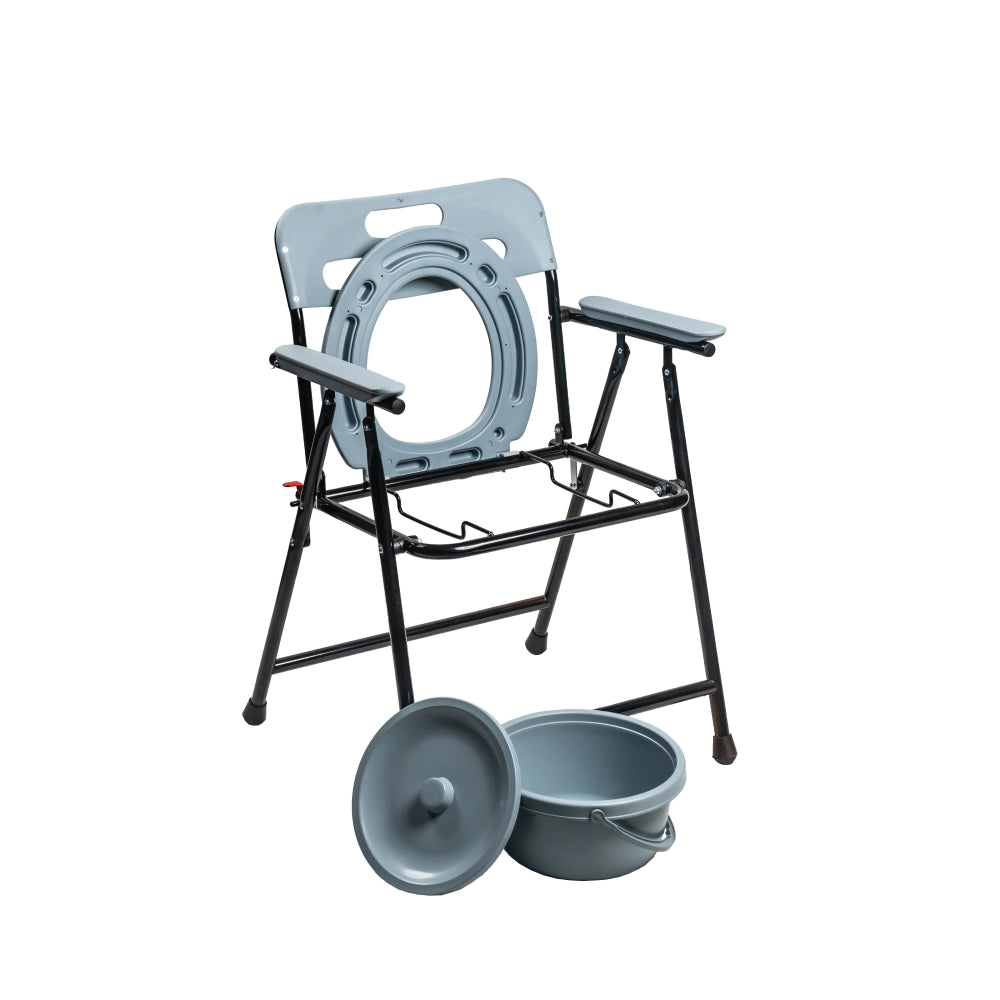 ARREX V30 COMMODE CHAIR: COMFORTABLE, FOLDABLE, CONVENIENT STORAGE, ATTACHED POT