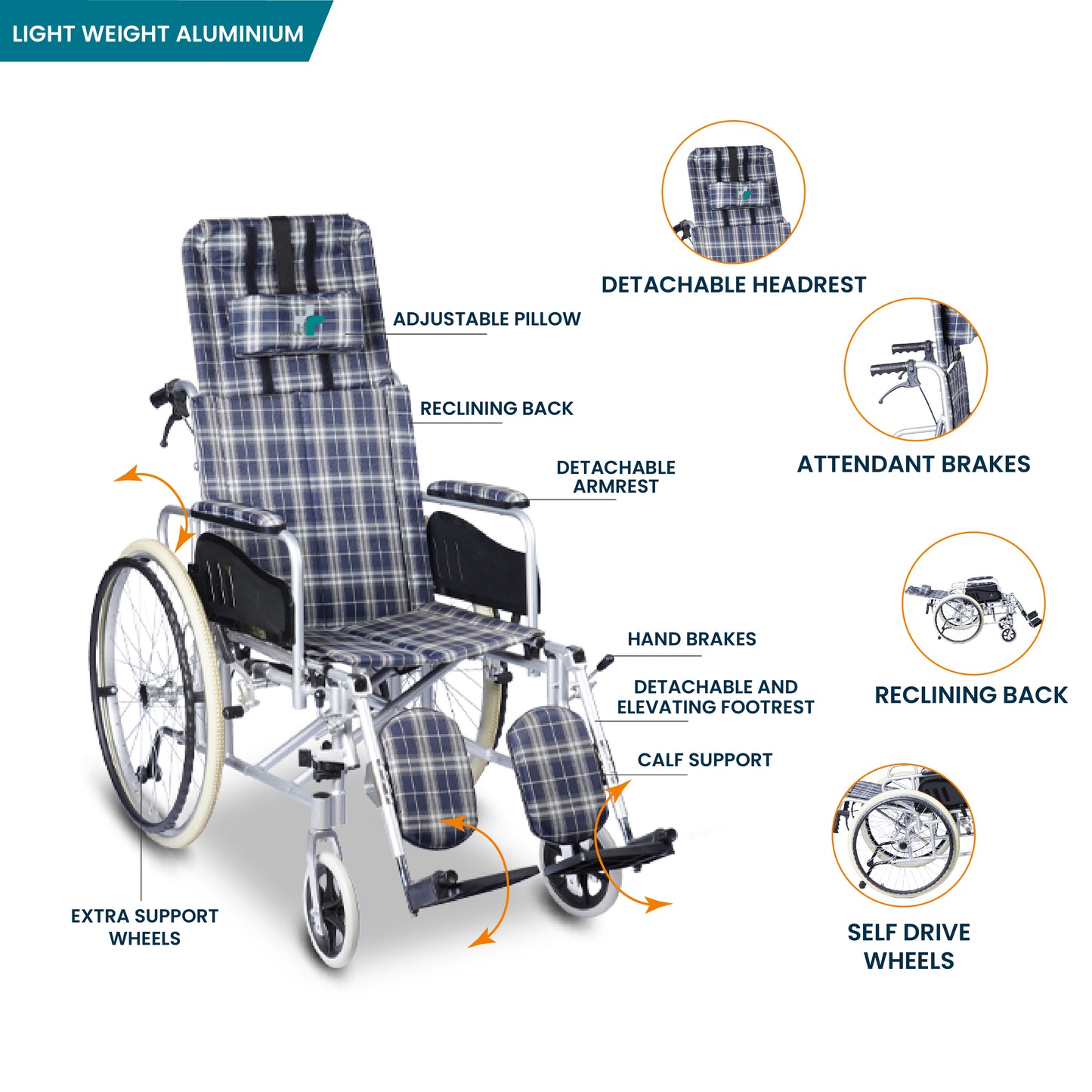 ARREX ALMOS-41 - RECLINNING WHEELCHAIR