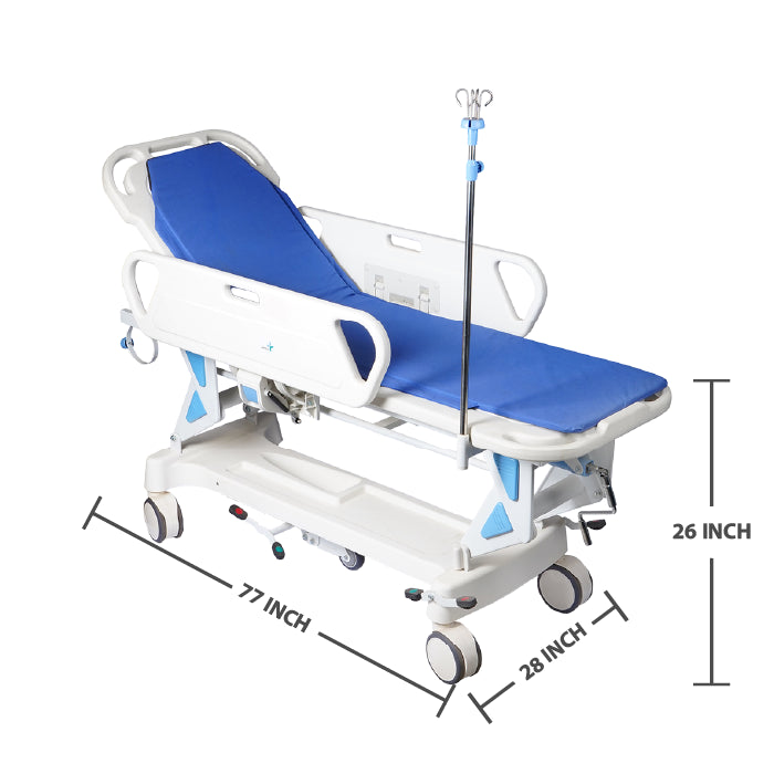 ARREX STR 10 - HOSPITAL TROLLEY COMES WITH CENTRAL LOCK, CYLINDER HOLDER, AND LEVERS TO ADJUST STRETCHERS