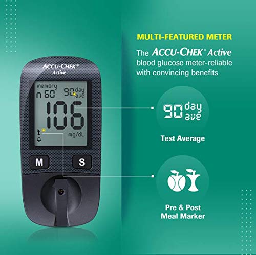 ACCU-CHEK ACTIVE BLOOD GLUCOSE GLUCOMETER KIT WITH VIAL OF 10 STRIPS