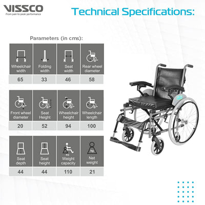 VISSCO lmperio Wheelchair with Removable Big WheelsI Mag Wheels - P.C.No. 2930