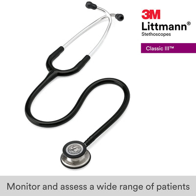 3M LITTMANN CLASSIC III MONITORING STETHOSCOPE, BLACK TUBE, 27 INCH, 5620