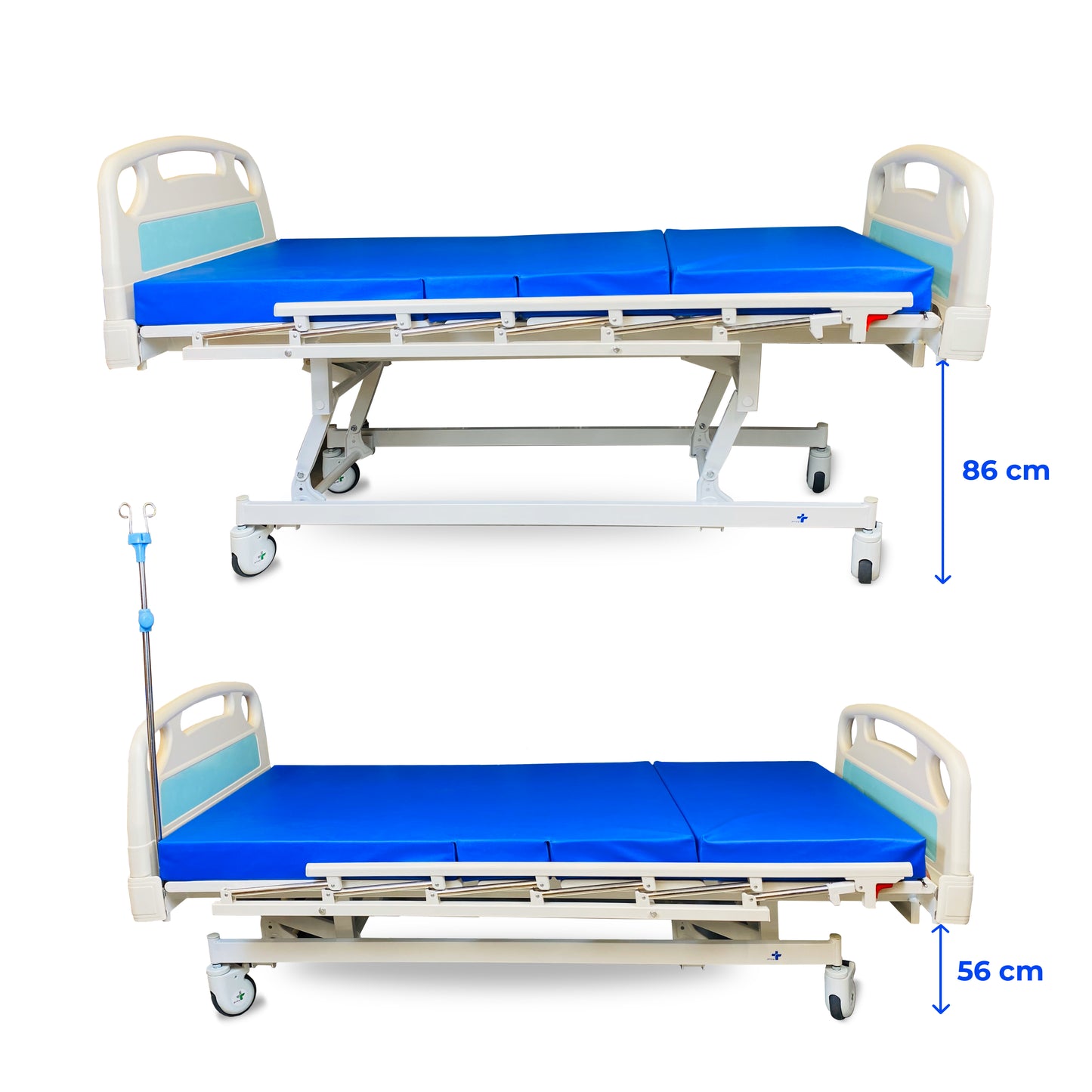 ARREX AMADO 3-FUNCTION MANUAL BED WITH INCLUDED MATTRESS - 150KG LOAD CAPACITY