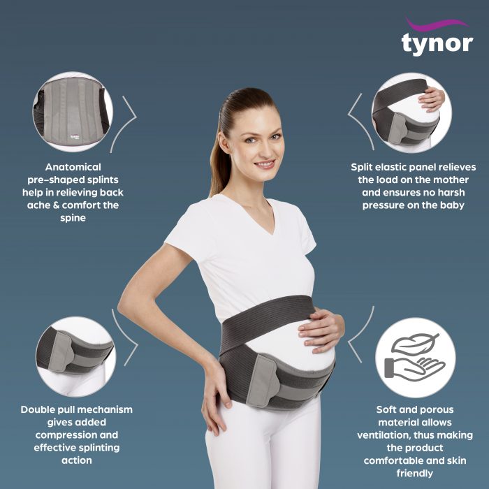 TYNOR PREGNANCY BACK SUPPORT, GREY, 1 UNIT