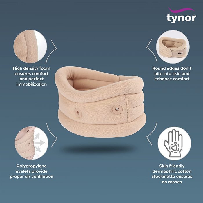 TYNOR B-02 CERVICAL COLLAR SOFT WITH SUPPORT, BEIGE, 1 UNIT