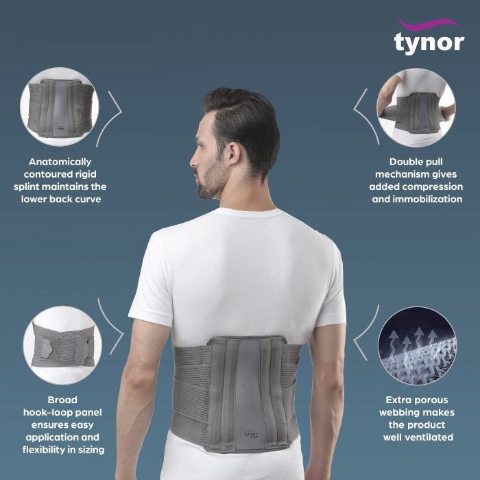 TYNOR CONTOURED L.S. SUPPORT, GREY, 1 UNIT