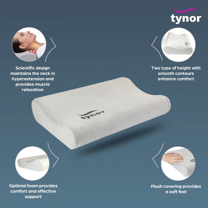 TYNOR B-19 CONTOURED CERVICAL PILLOW, GREY, 1 UNIT