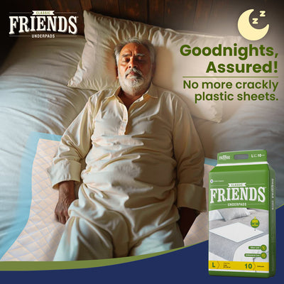 FRIENDS CLASSIC UNDERPADS, LARGE 60 X 90 CM, SUPER ABSORBENT POLYMER & SOFT SURFACE, 10S PACK