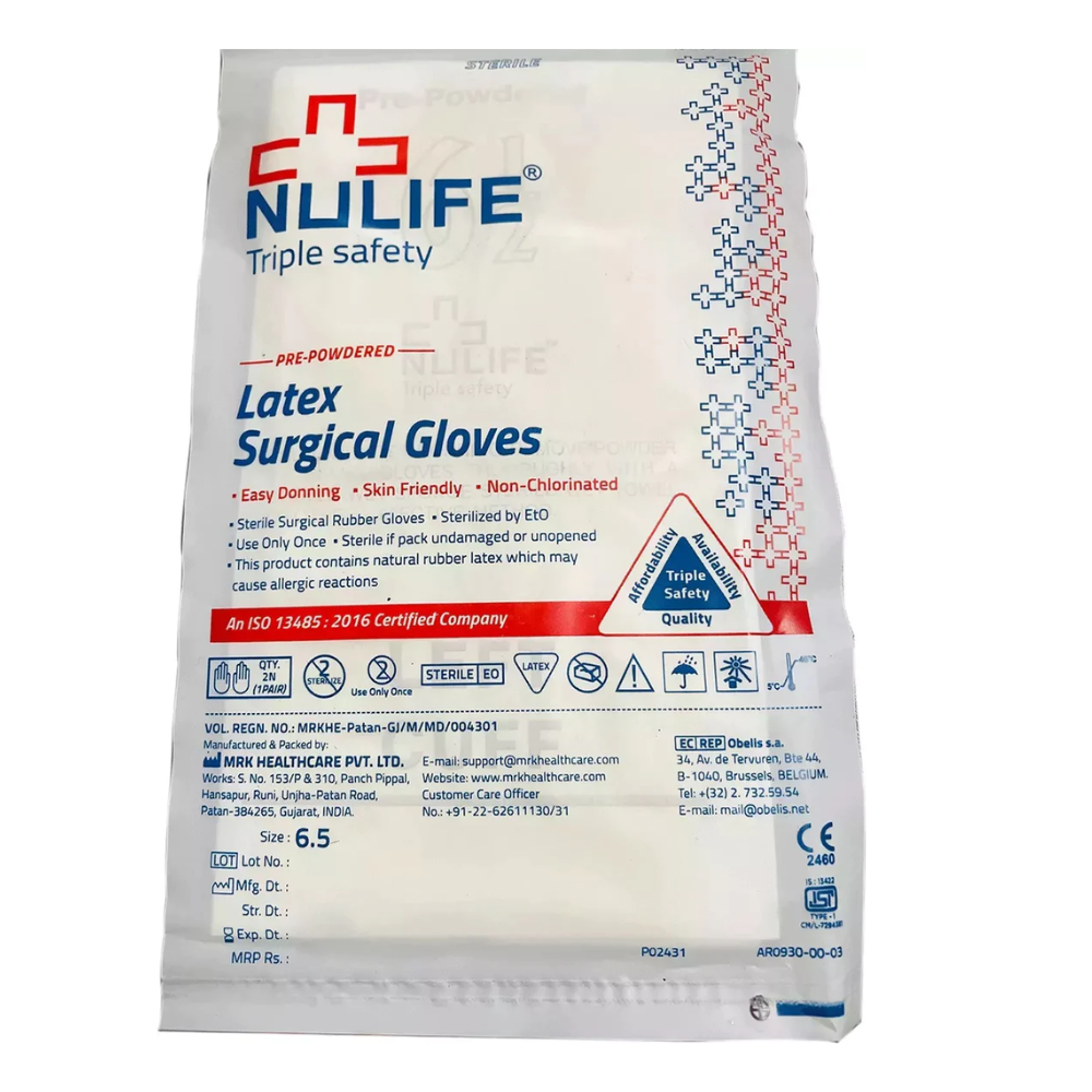 NULIFE STERILE LATEX SURGICAL GLOVE-6.5