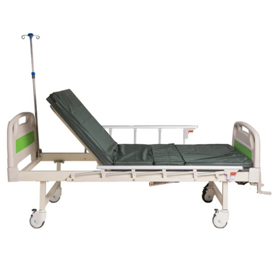 ARREX UNO PRO MANUAL HOSPITAL BED - Adjustable Levers, Pedal Brakes, Rolling Wheels