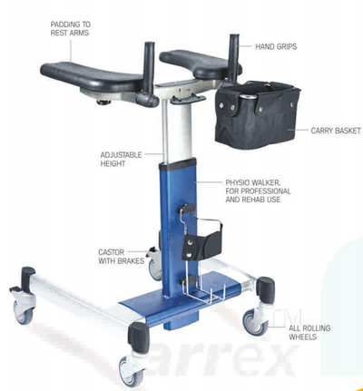 ARREX MP10 WALKING AIDS - PADDING TO REST ARMS, ADJUSTABLE HEIGHT, ALL ROLLING WHEELS, CASTORS WITH BRAKES