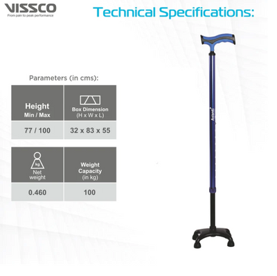 VISSCO Avanti Plus T shape Stick Quadripod Stick PC NO.2909
