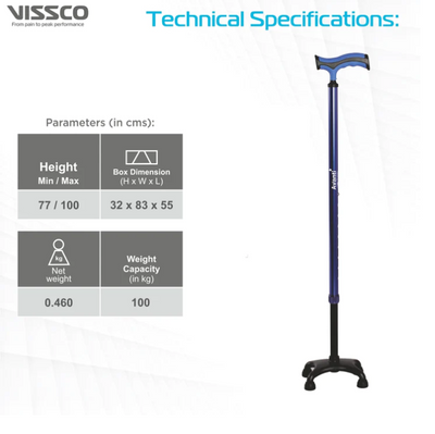 VISSCO Avanti Plus T shape Stick Quadripod Stick