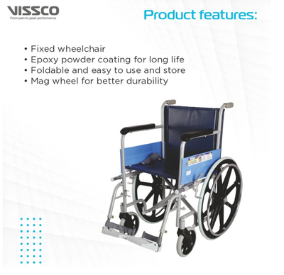 VISSCO Classic Wheelchair with Fixed Big Wheel - P.C.No. 0912