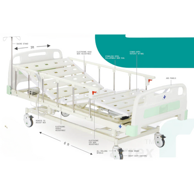 ARREX THEO HOSPITAL-GRADE BED: ELECTRONIC ADJUSTMENT, SIDE RAILINGS, MATTRESS, REMOTE CONTROL