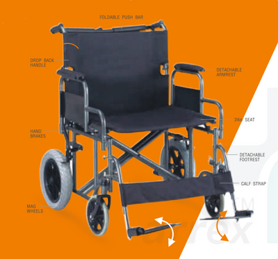 ARREX TERZO - HEAVY DUTY STEEL WHEELCHAIR