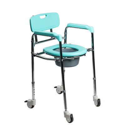 ARREX VP120 PREMIUM COMMODE WHEELCHAIR: HEIGHT ADJUSTABLE, REAR SOLID-CASTOR WITH BRAKES, ATTACHED POT, ENHANCED MOBILITY, SAFETY