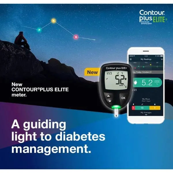 Contour Plus Elite Blood Glucose Monitor 25 Test Strips
